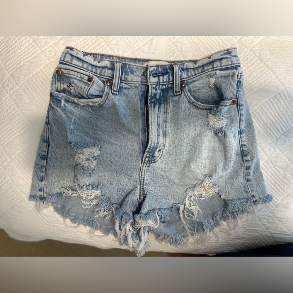 Abercrombie & Fitch Light Blue Distressed Jean Shorts